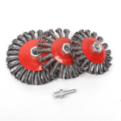 Factory Price Professional Thread Twisted Knotted Level Metal Flexible Grinded Steel Wire Brush